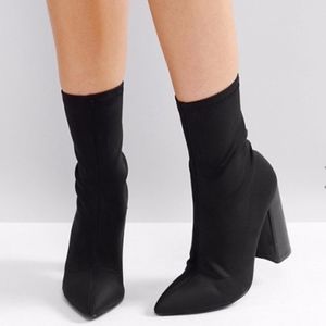 Brand New Libby Black High Heeled Sock Boot